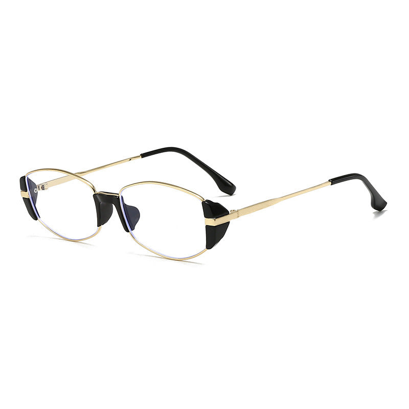 Iris metal frame eyewear in gold with clear lenses