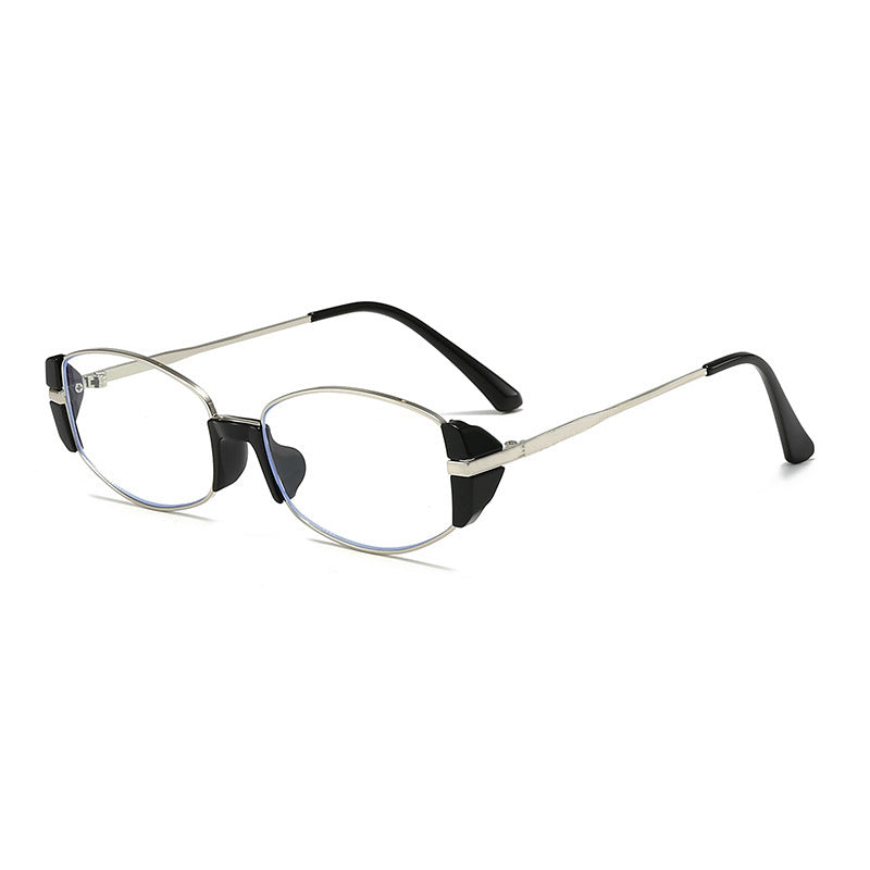 Iris metal frame eyewear in silver with clear lenses