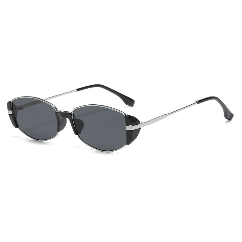 Iris metal frame sunglasses in silver with smoke lenses