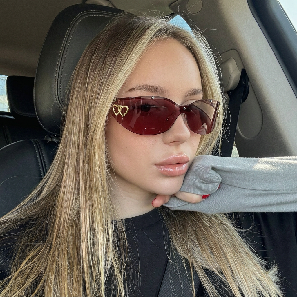 Radiant Burgundy cat-eye sunglasses lifestyle view