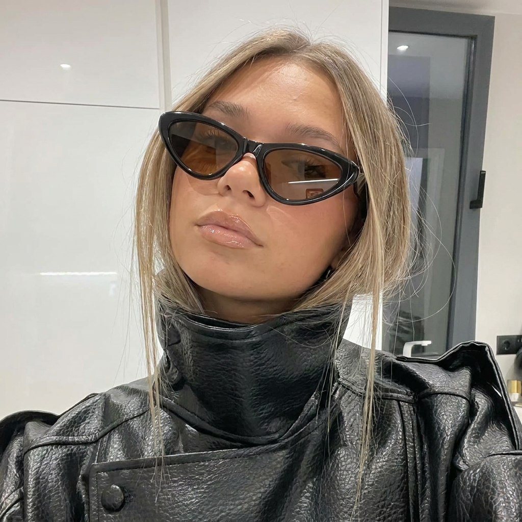 Rayne Black Brown cat-eye sunglasses on model