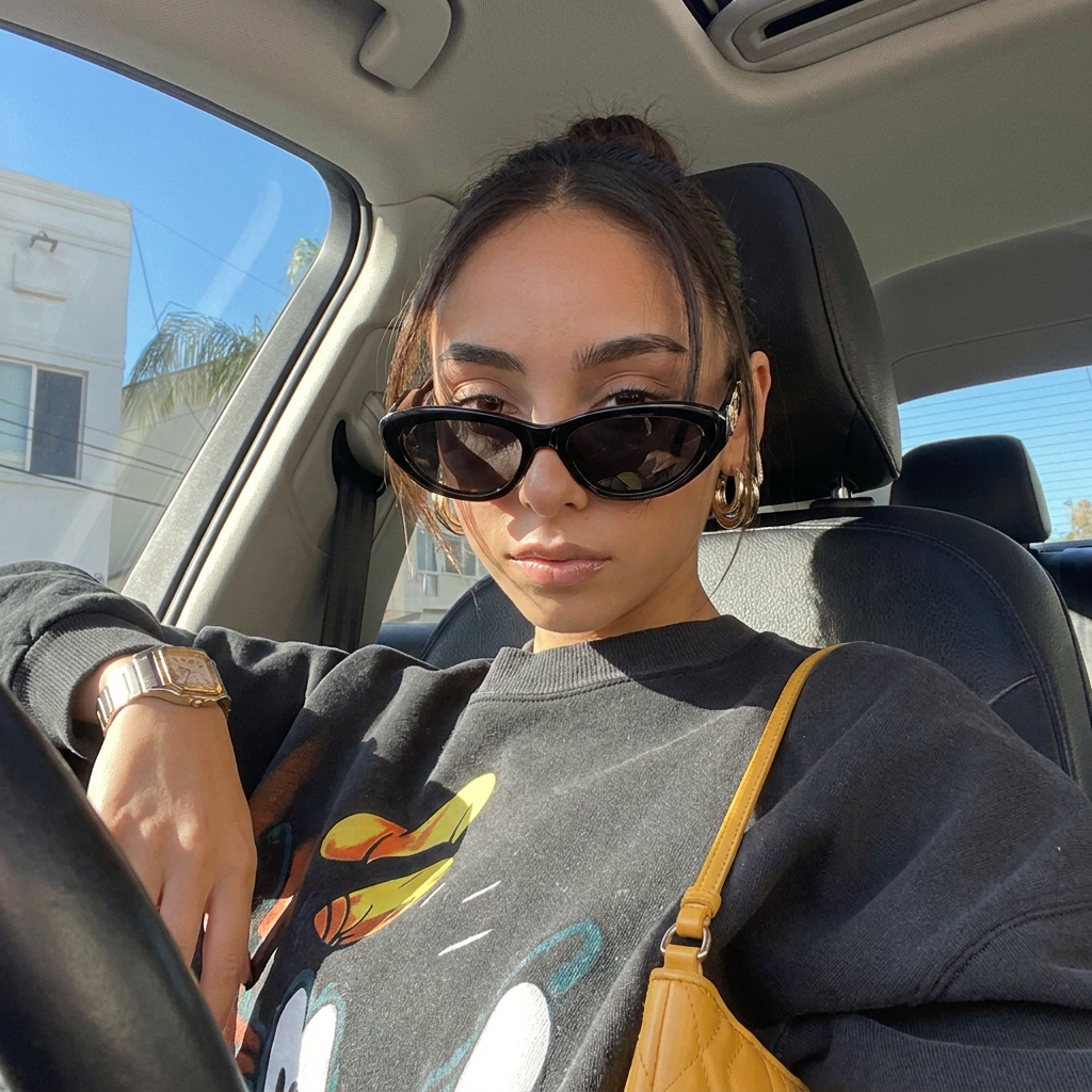 Rayne Black Smoke cat-eye sunglasses on model