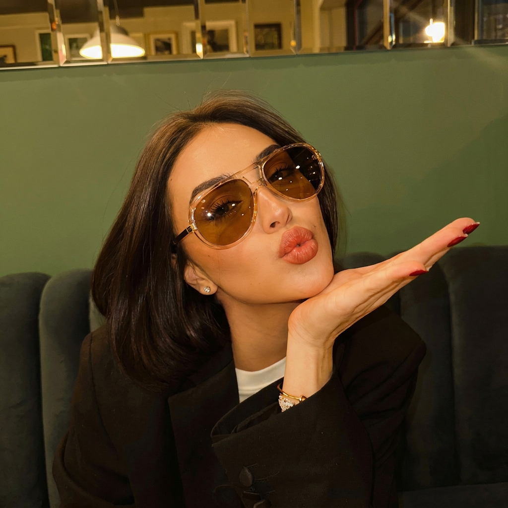 Reef Clear Gold Brown aviator sunglasses on model
