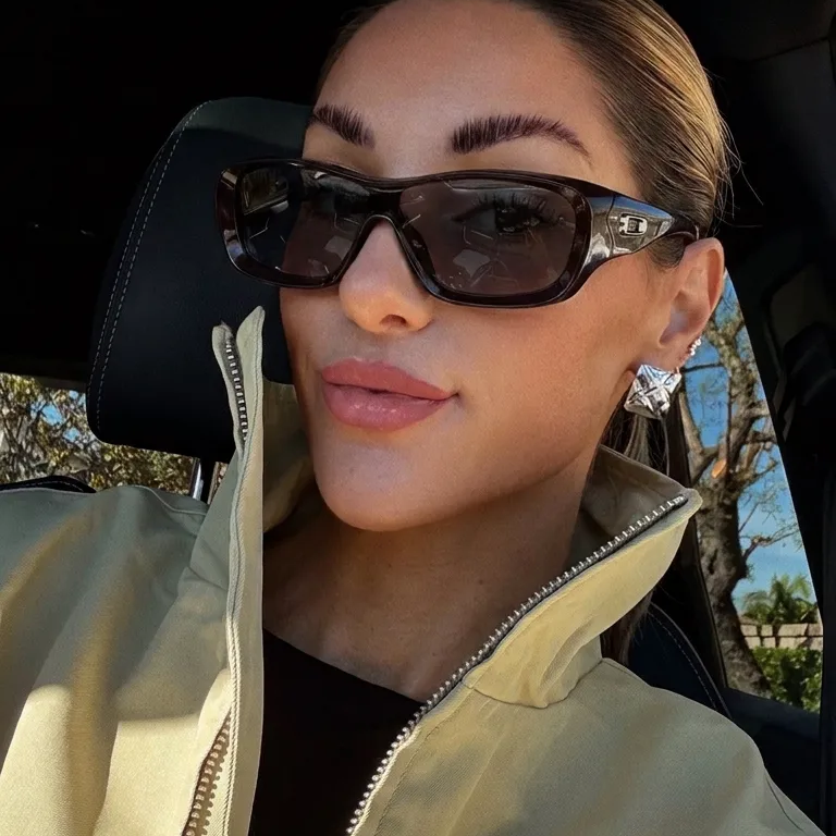 Rush Deep Brown Smoke sport wrap sunglasses on model