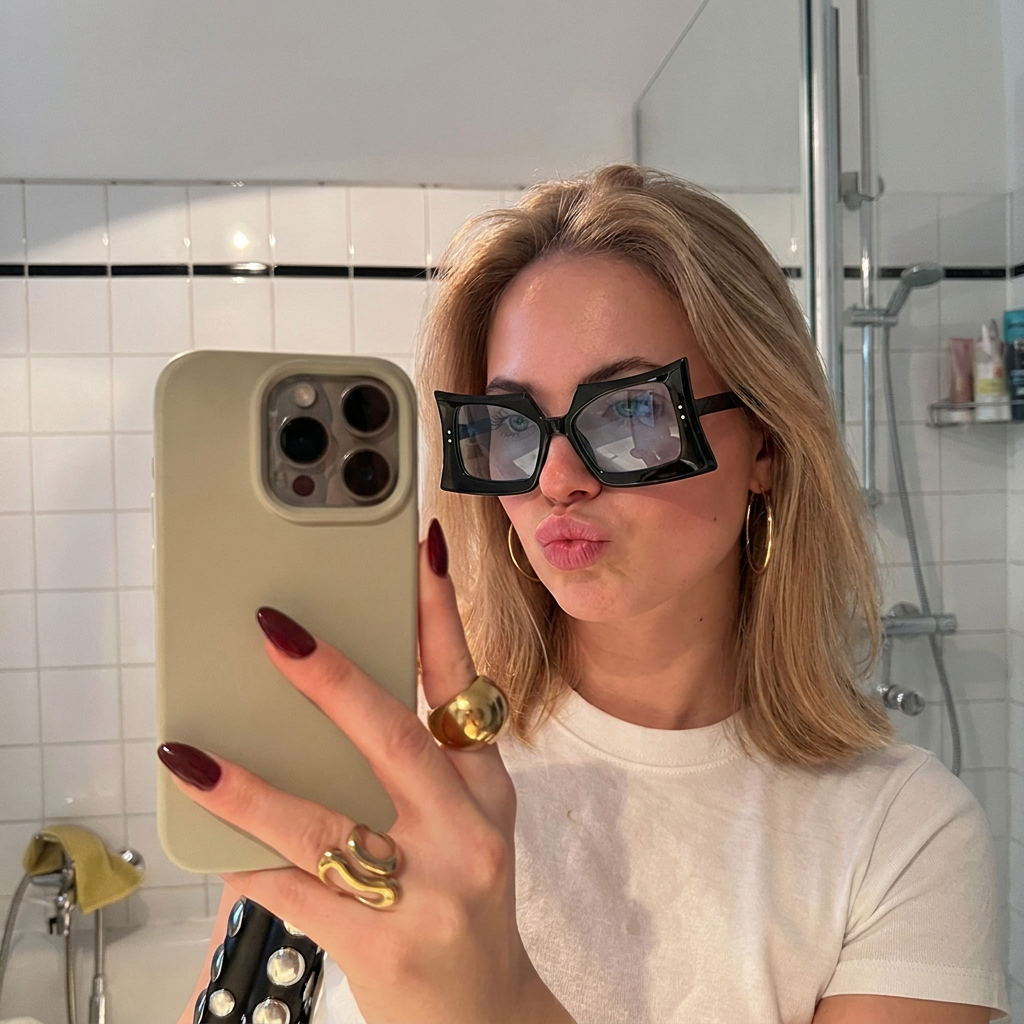 Sand Black Smoke oversized irregular sunglasses lifestyle view