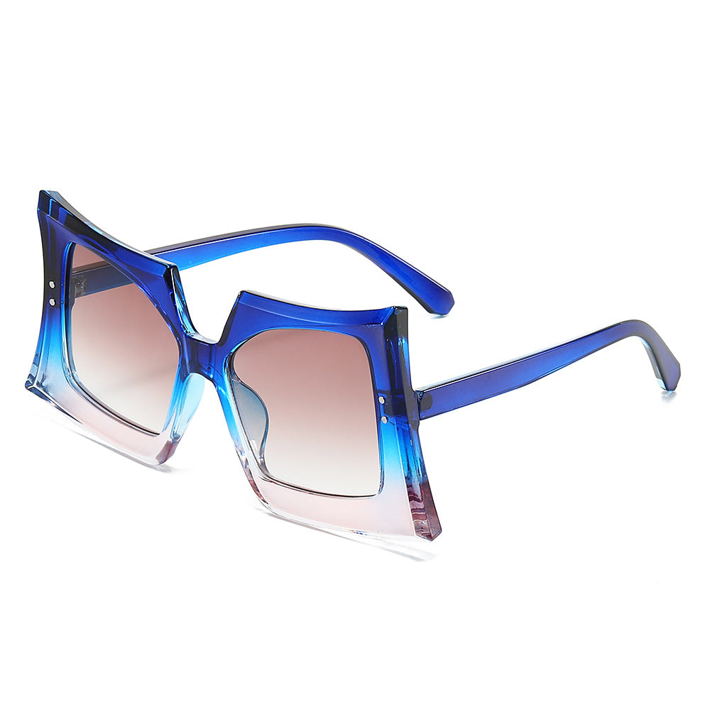 Sand Blue Pink Gradient oversized irregular sunglasses product view
