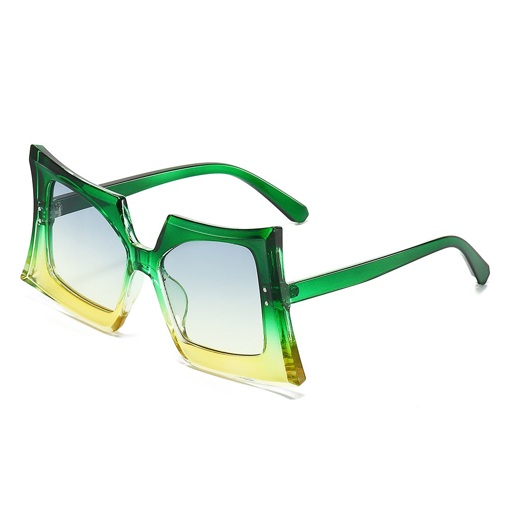 Sand Green Yellow Gradient oversized irregular sunglasses product view