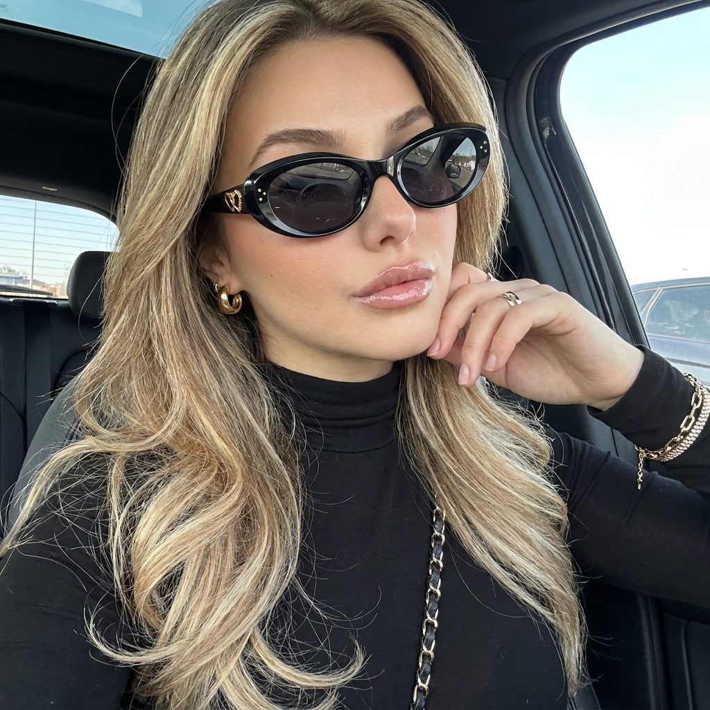 Solar Black Smoke cat-eye sunglasses lifestyle view