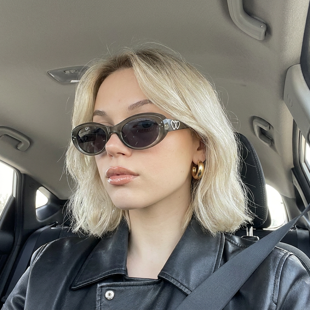 Solar Green Gray cat-eye sunglasses lifestyle view