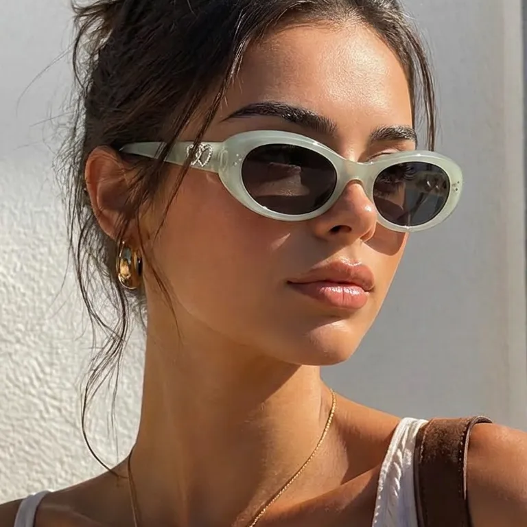 Solar Light Green cat-eye sunglasses lifestyle view