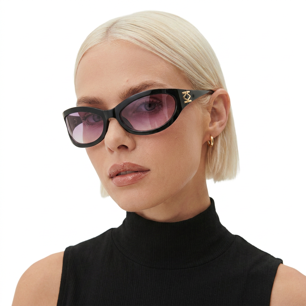 Sterling Black Pink cat-eye sunglasses on model