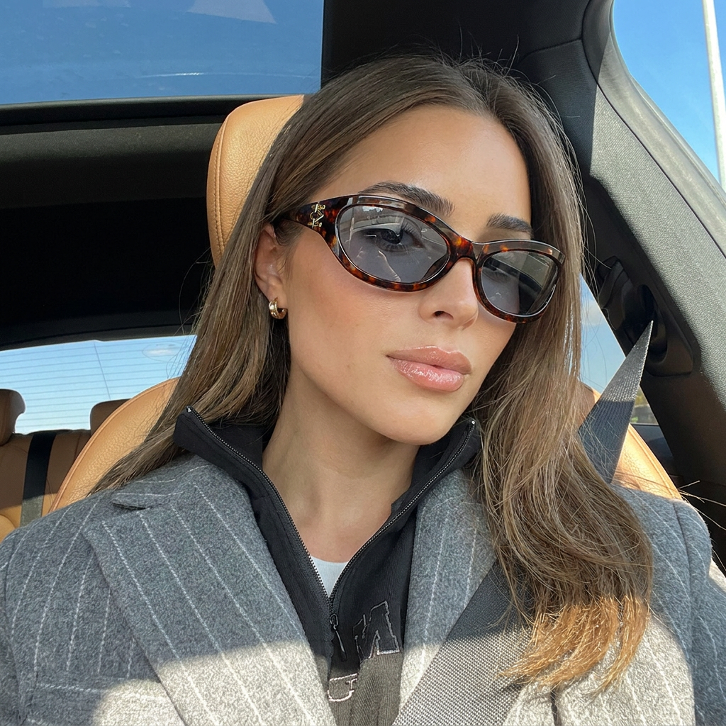 Sterling Tortoise Smoke cat-eye sunglasses on model