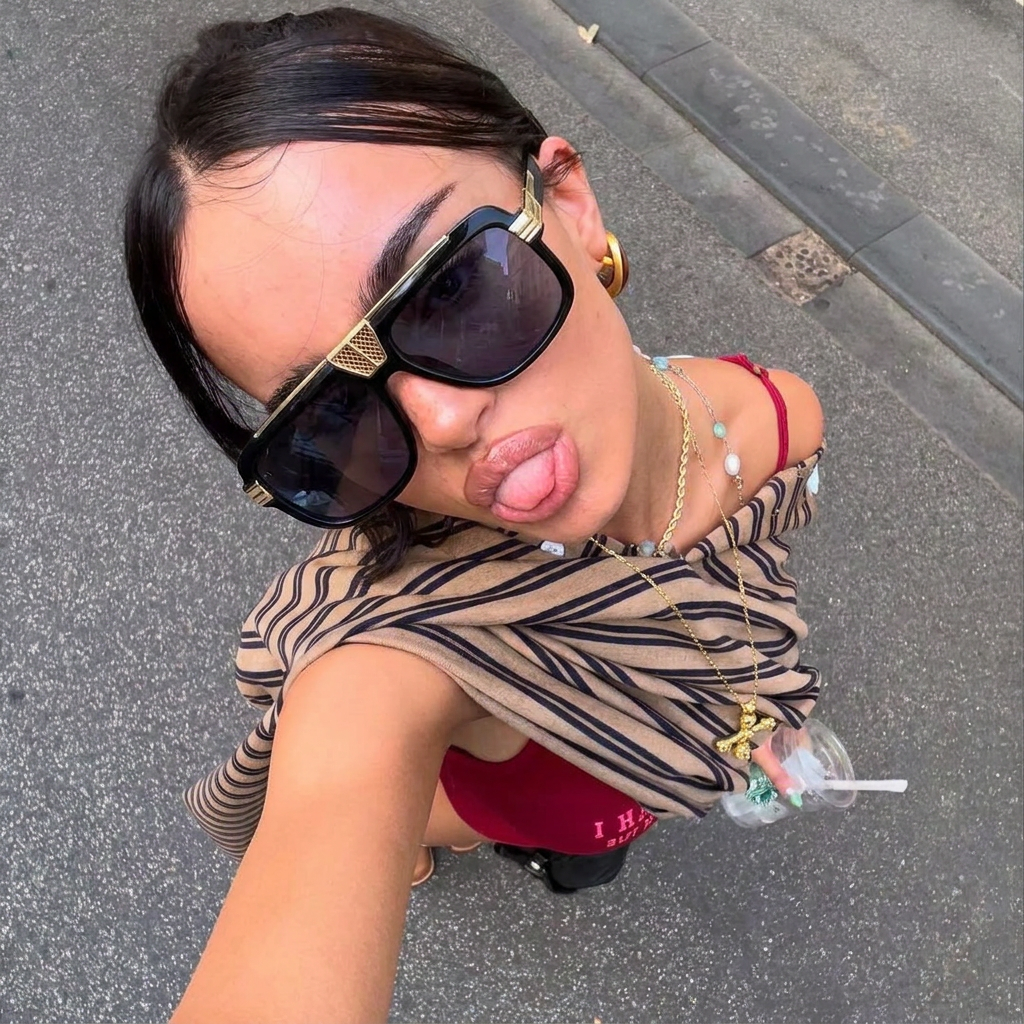 Surf Black Gold retro aviator sunglasses lifestyle view