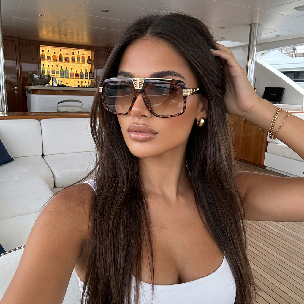 Surf Tortoise Gold Smoke retro aviator sunglasses lifestyle view