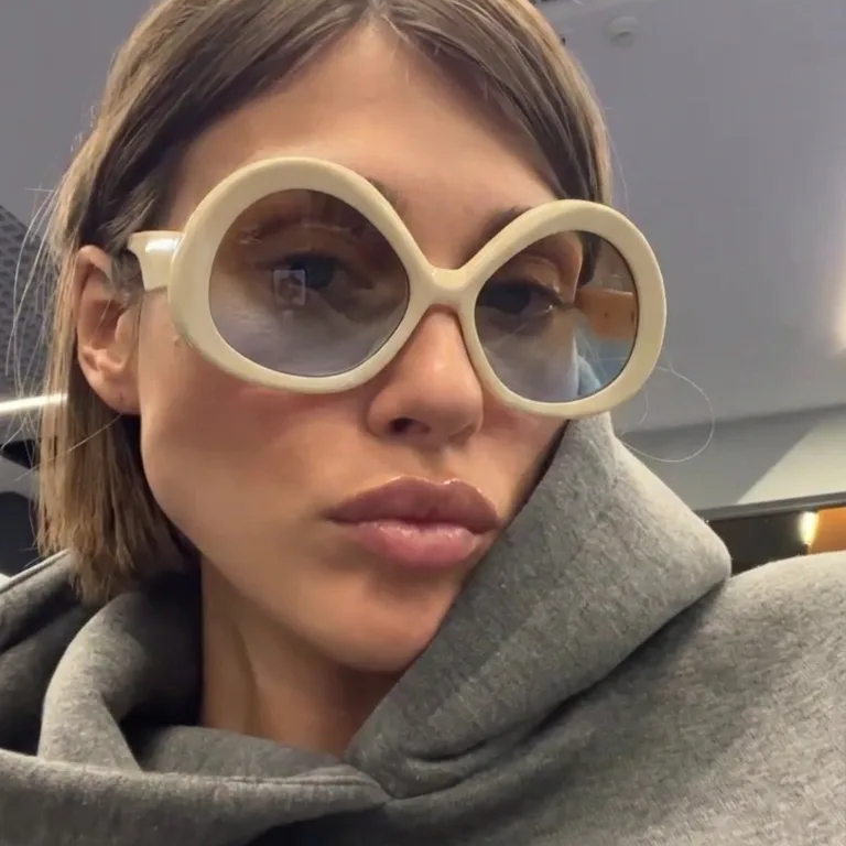 Tide Beige oversized oval sunglasses lifestyle view