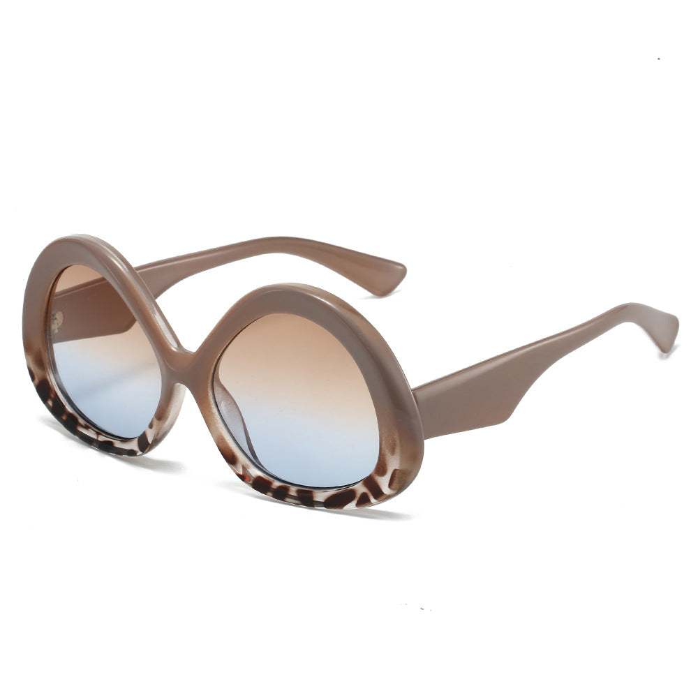 Tide Beige Tortoise oversized oval sunglasses product view