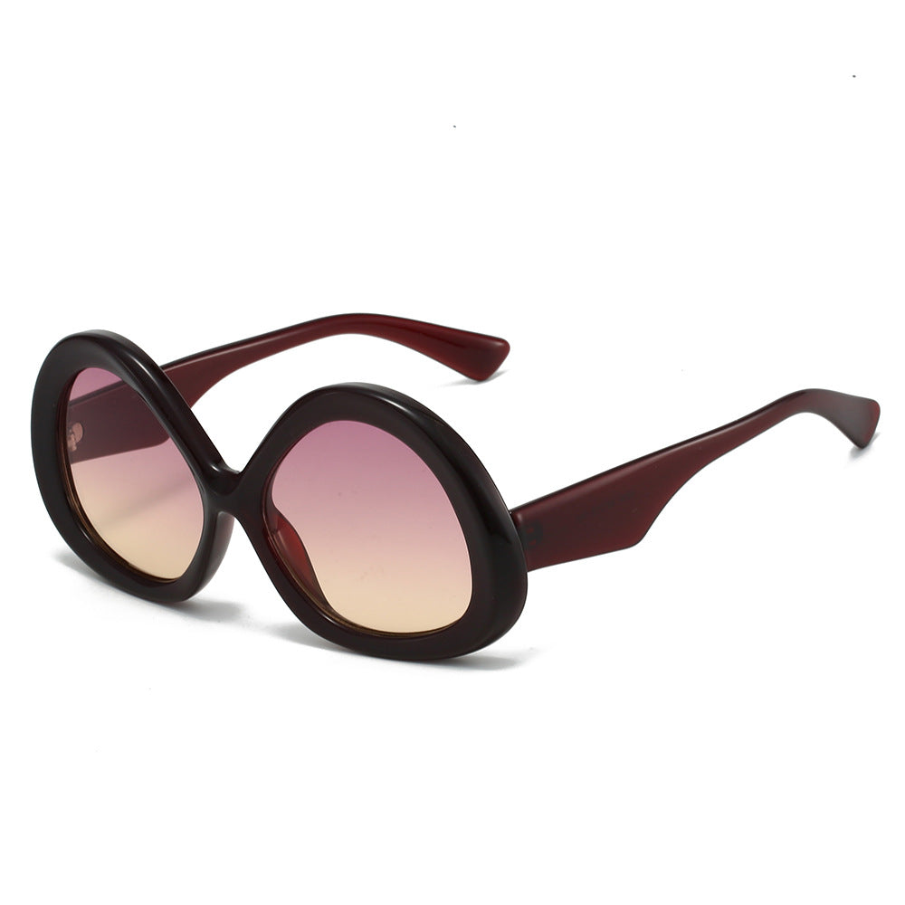 Tide Deep Brown oversized oval sunglasses product view