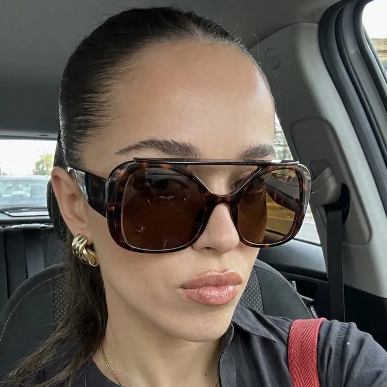 Titan Tortoise Brown aviator sunglasses on model