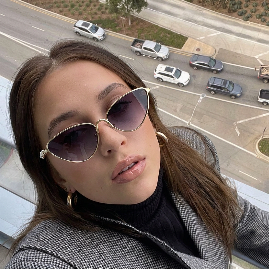 Tropic Gold Smoke Gradient cat-eye sunglasses on model