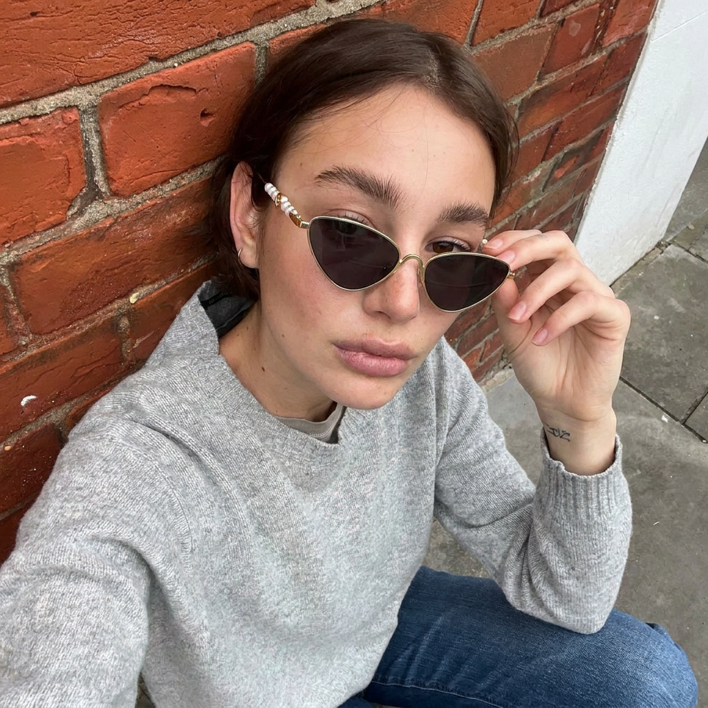 Tropic Gold Smoke cat-eye sunglasses on model