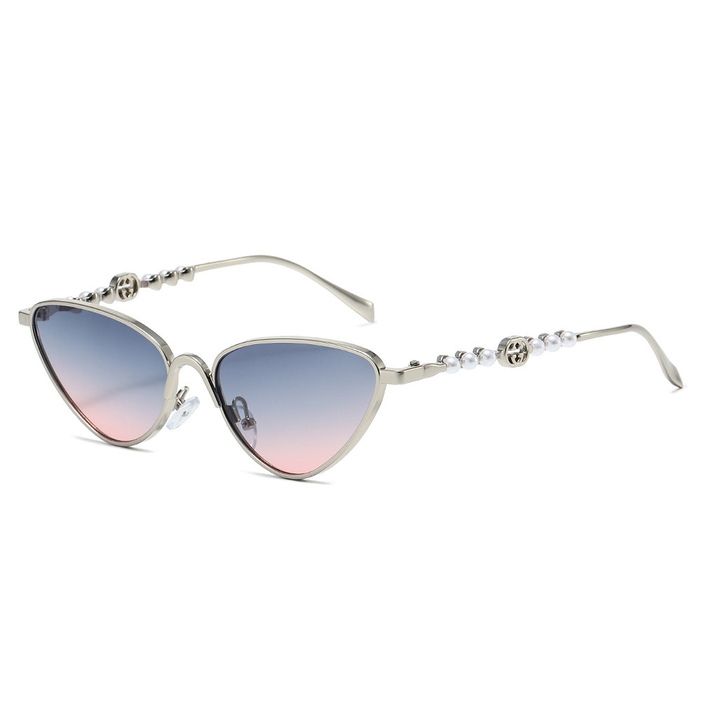 Tropic cat-eye sunglasses in Silver Blue Pink Gradient
