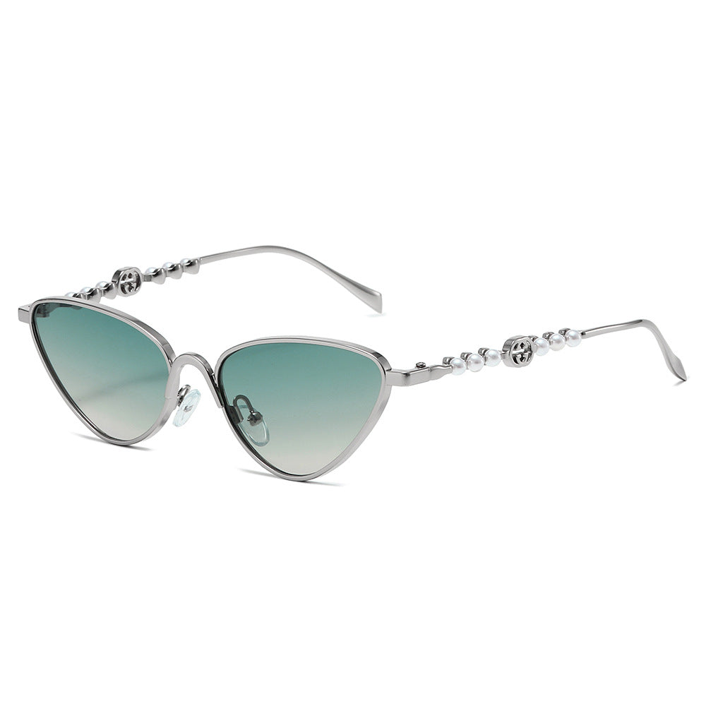 Tropic cat-eye sunglasses in Silver Green Gradient
