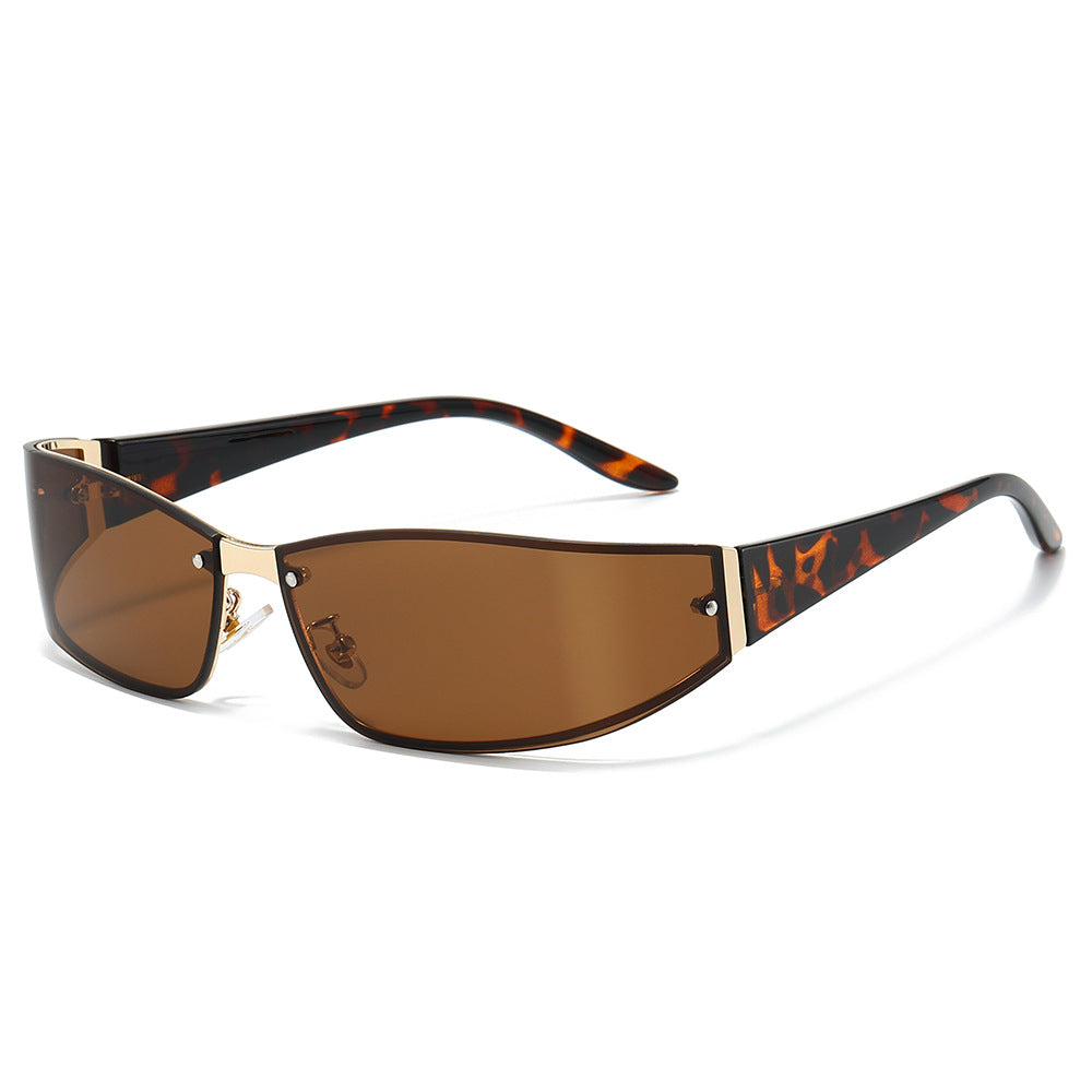Vibe narrow rectangle sunglasses in brown tortoise