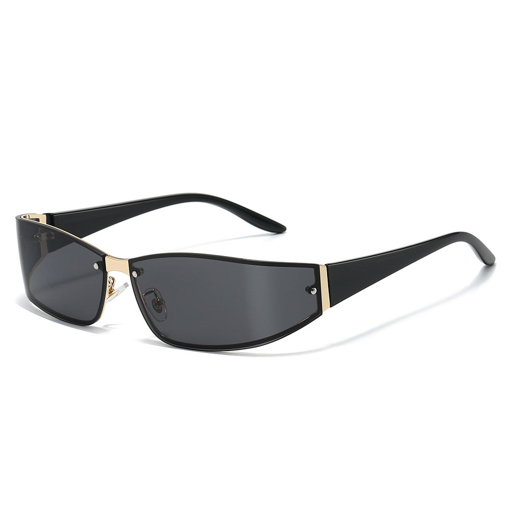 Vibe narrow rectangle sunglasses in black smoke