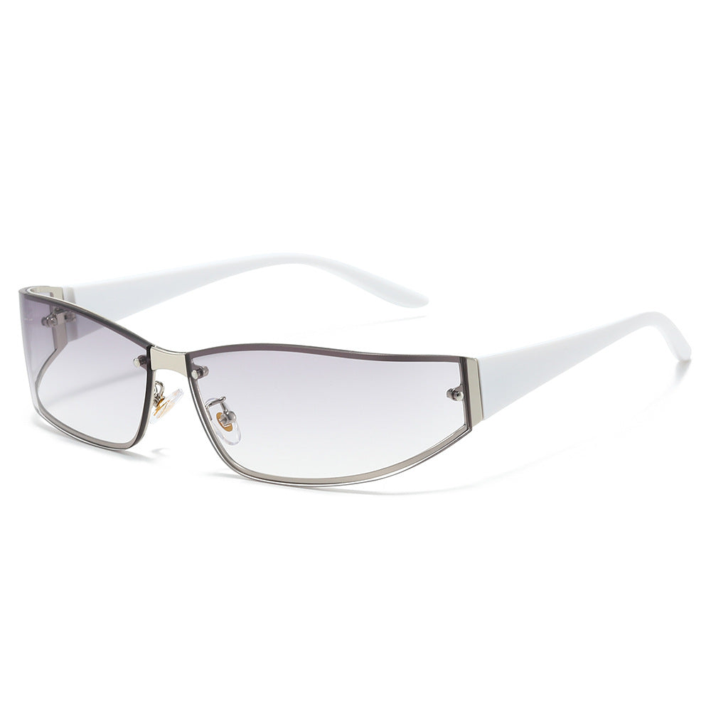 Vibe narrow rectangle sunglasses in silver smoke