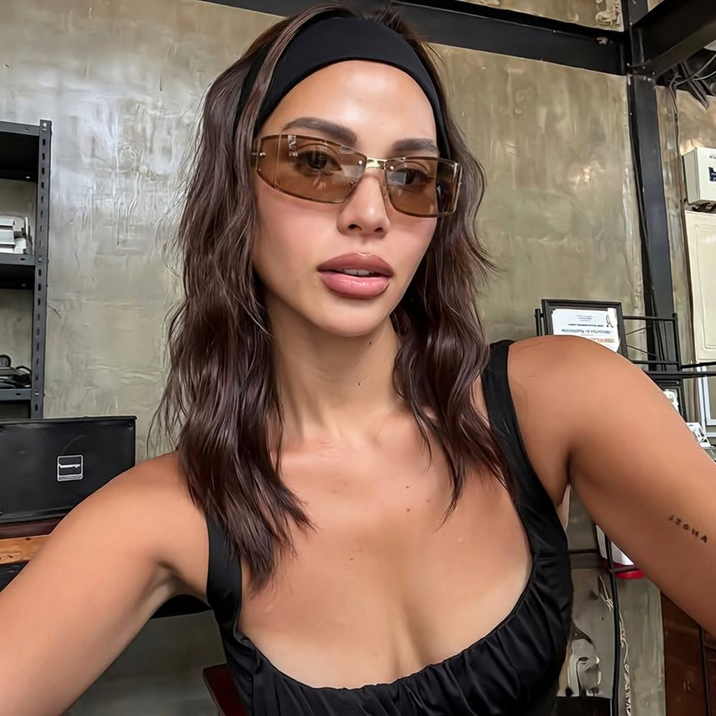 Vibe smoke peach sunglasses on model