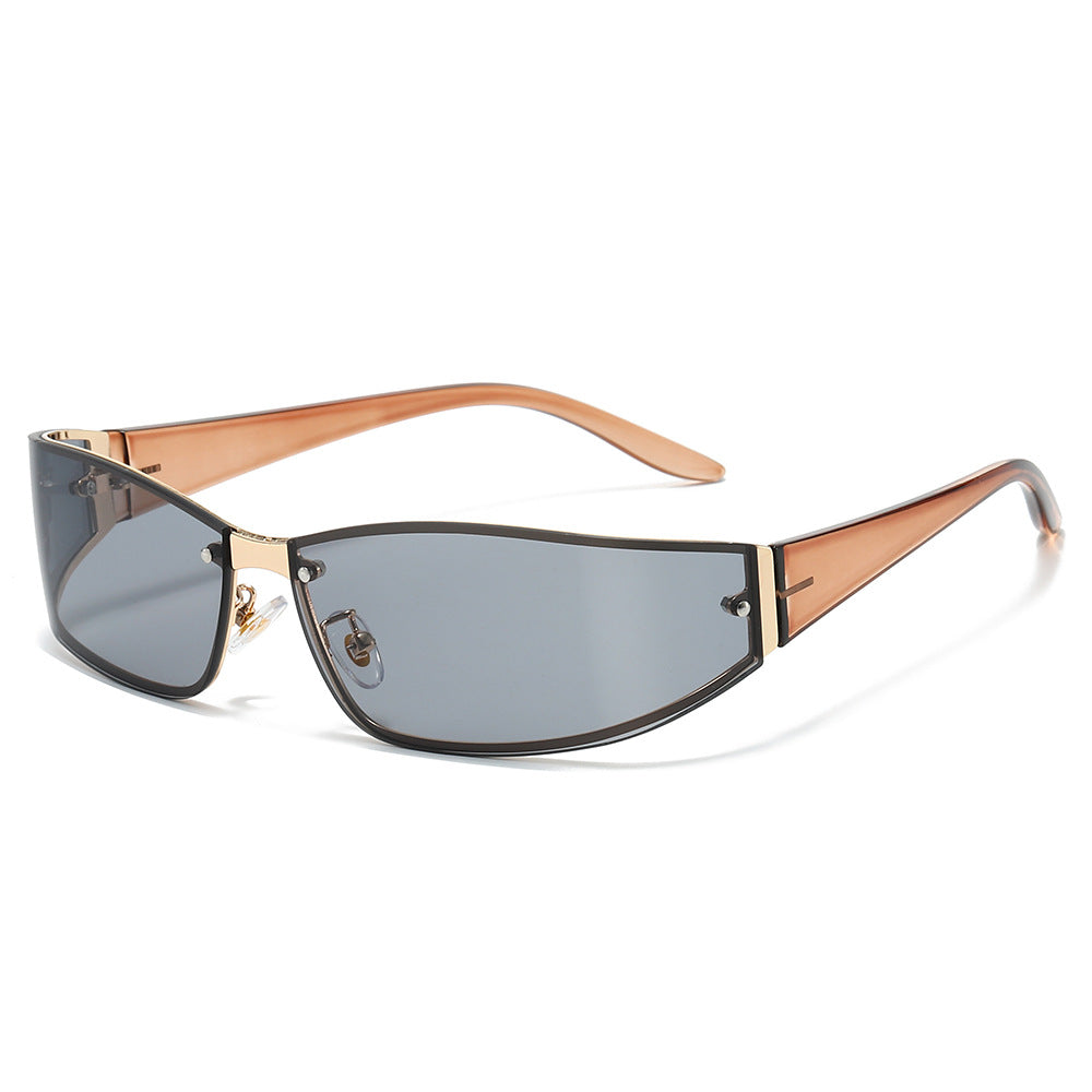 Vibe narrow rectangle sunglasses in smoke peach