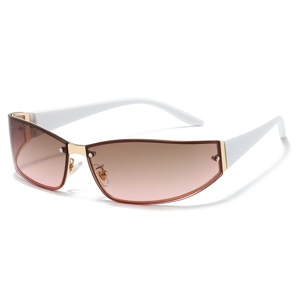 Vibe narrow rectangle sunglasses in rose white