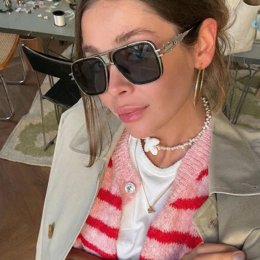 Wave Silver Smoke vintage aviator sunglasses lifestyle view